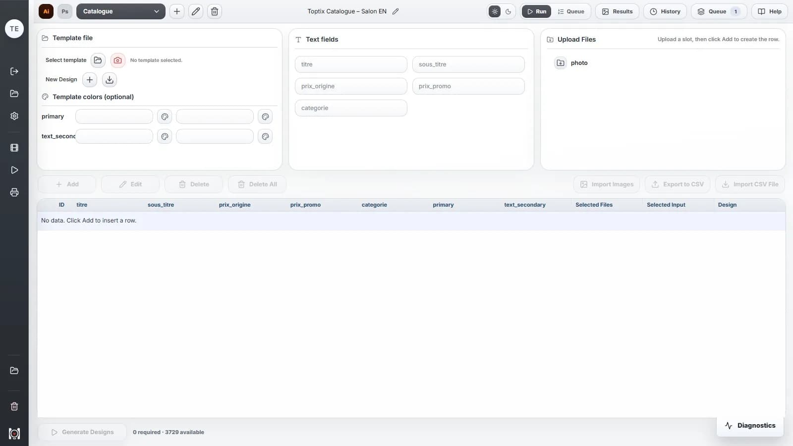 Application desktop MagicOptix — Modèle et produits